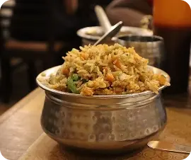 Vegetable Fried Rice Served in a Traditional Indian Bowl