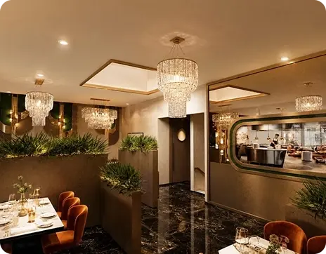 Elegant Dining Interior of a South Indian Restaurant in Croydon