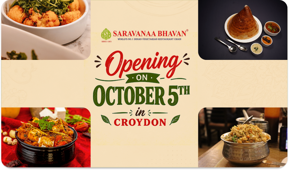Saravanaa Bhavan Grand Opening Announcement in Croydon