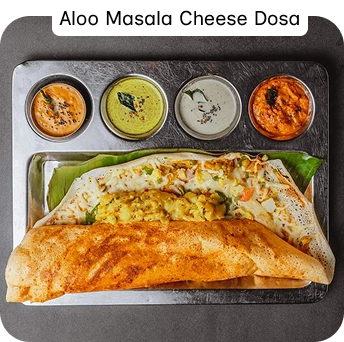 Aloo Masala Cheese Dosa with Chutneys at a South Indian Restaurant in Croydon
