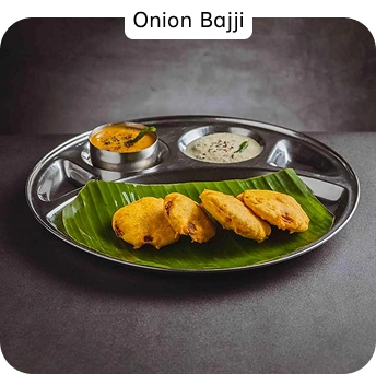 Onion Bajji Served with Chutney at an Indian Restaurant in Croydon