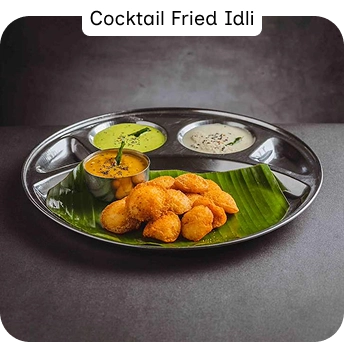 Cocktail Fried Idli Served with South Indian Chutneys and Sambar in Croydon