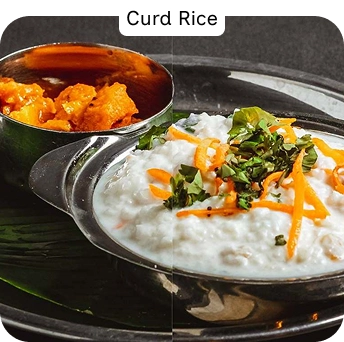 South Indian Curd Rice Garnished with Vegetables and Herbs